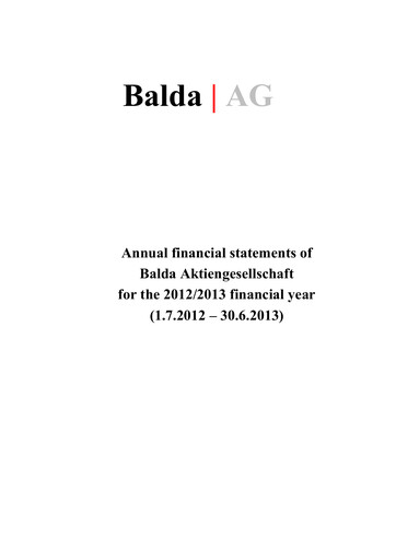 Thumbnail Clere AG Financial Statement 2013