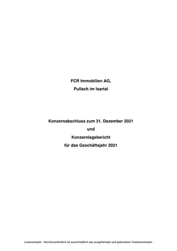 Thumbnail FCR Immobilien Financial Report 2021