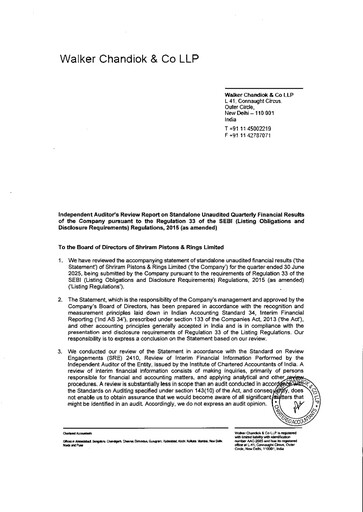 Miniature Shriram Pistons & Rings Rapport trimestriel 2025-q1