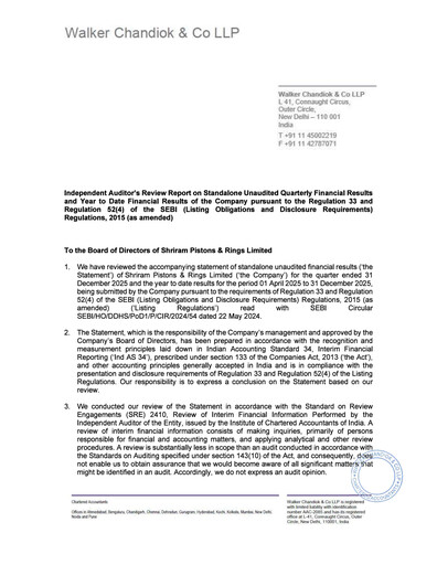 Miniature Shriram Pistons & Rings Rapport trimestriel 2025-q3