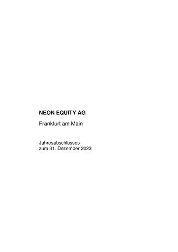 Miniature Neon Equity AG Bilan financier 2023