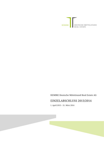 Vorschaubild DEMIRE Deutsche Mittelstand Real Estate Finanzmitteilung 2013-2014