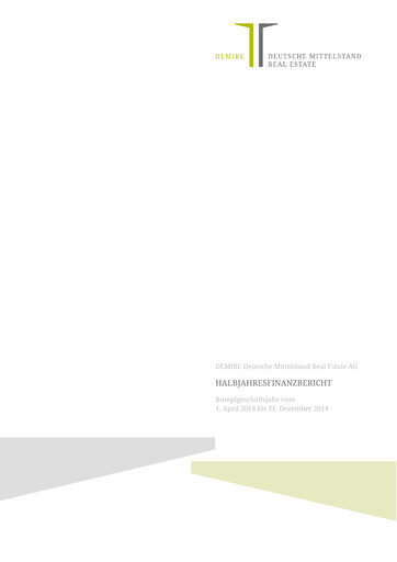 Miniature DEMIRE Deutsche Mittelstand Real Estate Rapport semestriel 2014-h1