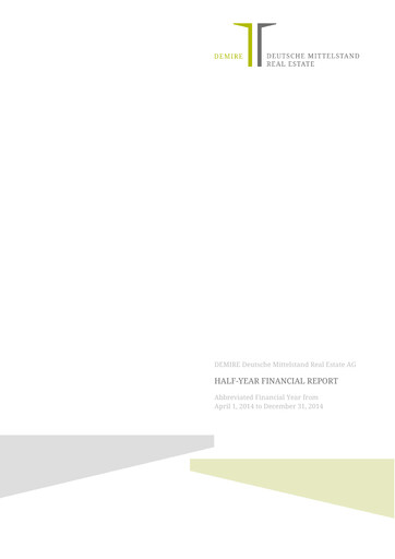 Miniature DEMIRE Deutsche Mittelstand Real Estate Rapport semestriel 2014-h1