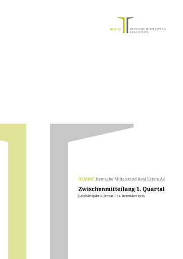 Miniature DEMIRE Deutsche Mittelstand Real Estate Rapport trimestriel 2015-q1