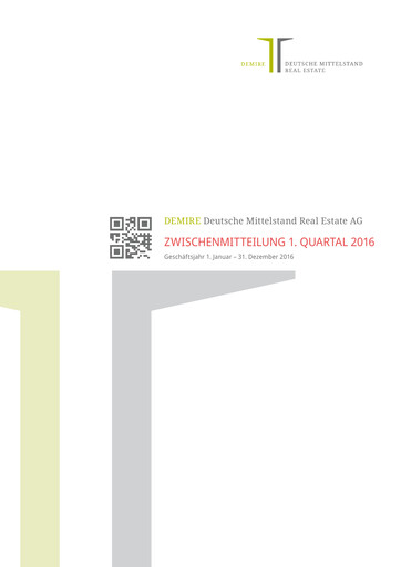Miniature DEMIRE Deutsche Mittelstand Real Estate Rapport trimestriel 2016-q1