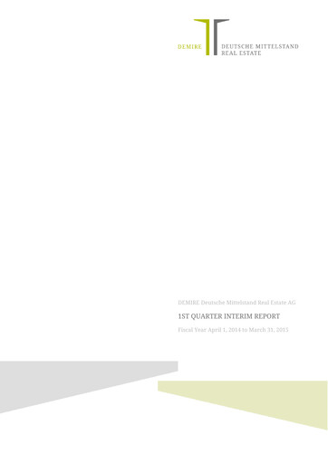 Miniature DEMIRE Deutsche Mittelstand Real Estate Rapport trimestriel 2014-q1