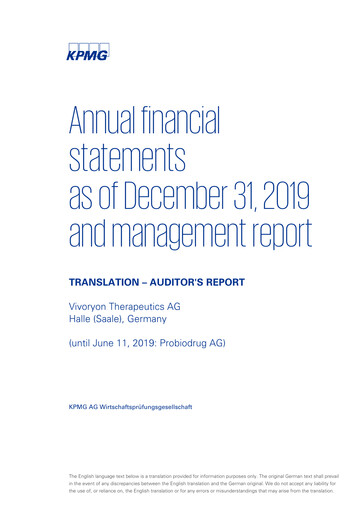 Thumbnail Vivoryon Therapeutics Financial Statement 2019