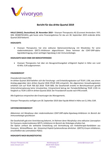 Thumbnail Vivoryon Therapeutics Quarterly Report 2019-q3