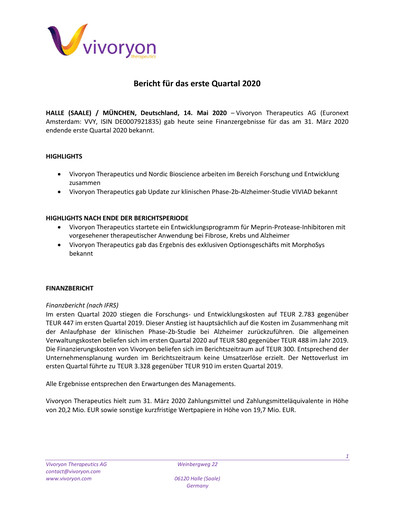 Thumbnail Vivoryon Therapeutics Quarterly Report 2020-q1