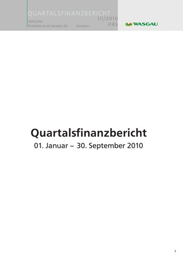 Thumbnail WASGAU Produktions & Handels AG Quarterly Report 2010-q3