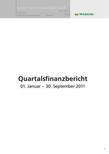 Thumbnail WASGAU Produktions & Handels AG Quarterly Report 2011-q3