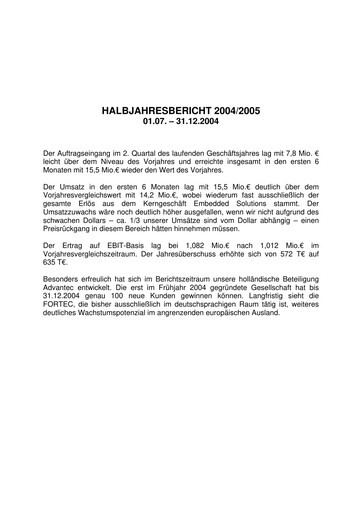 Thumbnail FORTEC Elektronik AG Half-year Report 2004-2005