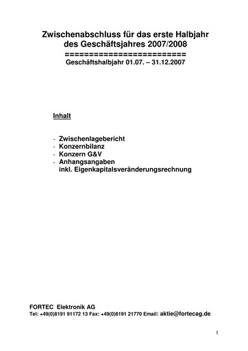 Thumbnail FORTEC Elektronik AG Half-year Report 2007-2008