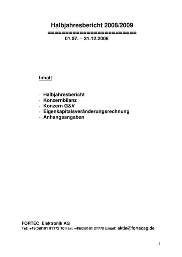 Thumbnail FORTEC Elektronik AG Half-year Report 2008-2009
