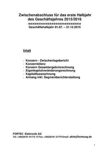 Thumbnail FORTEC Elektronik AG Half-year Report 2015-h1