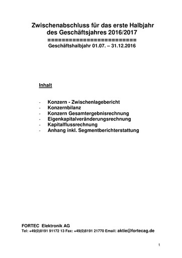 Thumbnail FORTEC Elektronik AG Half-year Report 2016-h1