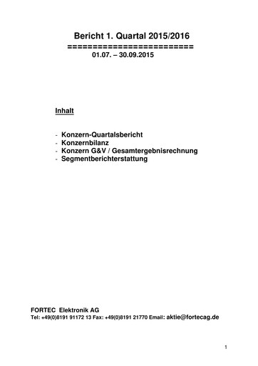 Thumbnail FORTEC Elektronik AG Quarterly Report 2015-q1