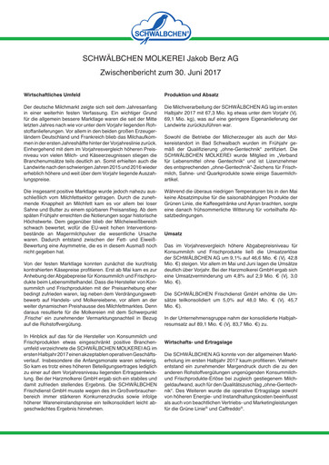 Thumbnail Schwälbchen Molkerei Half-year Report 2017-h1