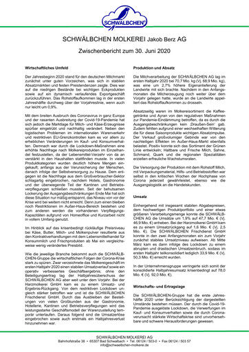 Thumbnail Schwälbchen Molkerei Half-year Report 2020-h1