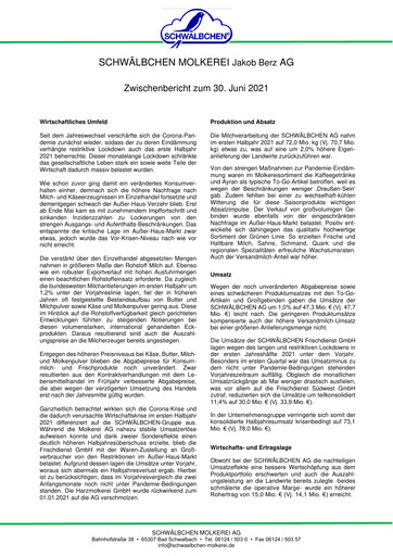 Thumbnail Schwälbchen Molkerei Half-year Report 2021-h1