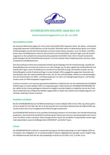 Thumbnail Schwälbchen Molkerei Half-year Report 2025-h1