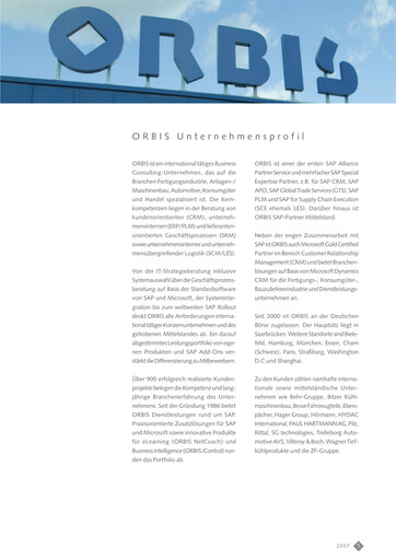 Thumbnail ORBIS AG Annual Report 2007