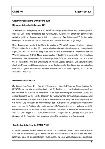 Thumbnail ORBIS AG Financial Report 2011