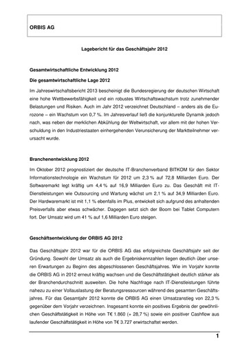 Thumbnail ORBIS AG Financial Statement 2012