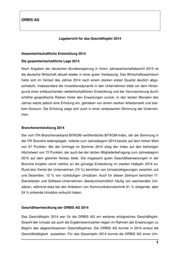 Thumbnail ORBIS AG Financial Statement 2014