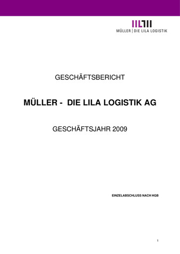 Thumbnail Müller - Die lila Logistik Financial Statement 2009