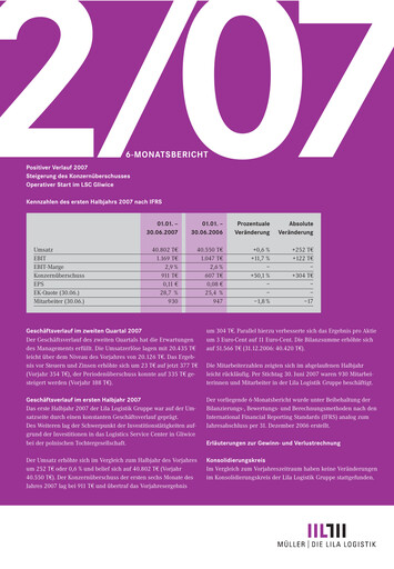 Miniature Müller - Die lila Logistik Rapport semestriel 2007