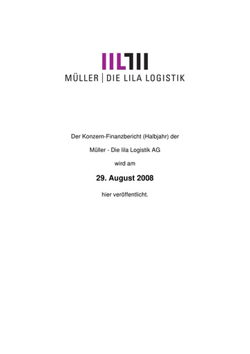 Miniature Müller - Die lila Logistik Rapport semestriel 2008