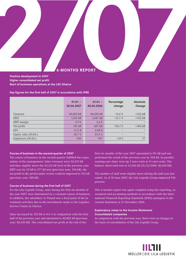 Miniature Müller - Die lila Logistik Rapport semestriel 2007