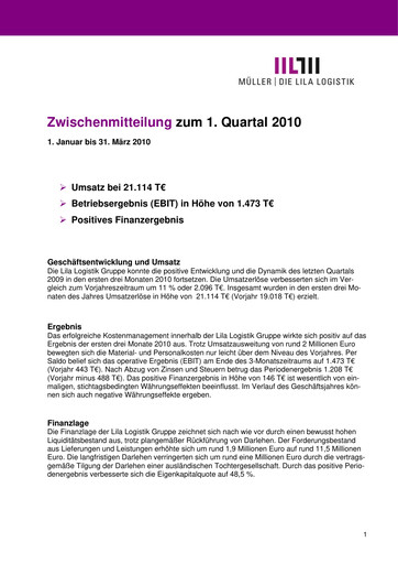 Vorschaubild Müller - Die lila Logistik Quartalsbericht 2010-q1