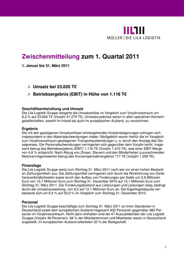 Vorschaubild Müller - Die lila Logistik Quartalsbericht 2011-q1