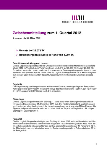 Vorschaubild Müller - Die lila Logistik Quartalsbericht 2012-q1