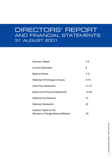 Thumbnail Tenaga Nasional
 Annual Report 2001