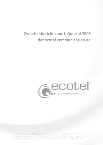 Thumbnail ecotel communication Quarterly Report 2006-q1