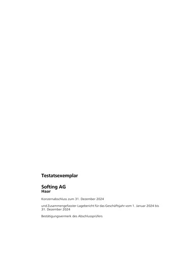 Thumbnail Softing AG Financial Report 2024