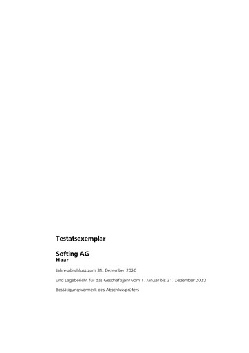 Thumbnail Softing AG Financial Statement 2020