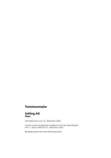 Thumbnail Softing AG Financial Statement 2023