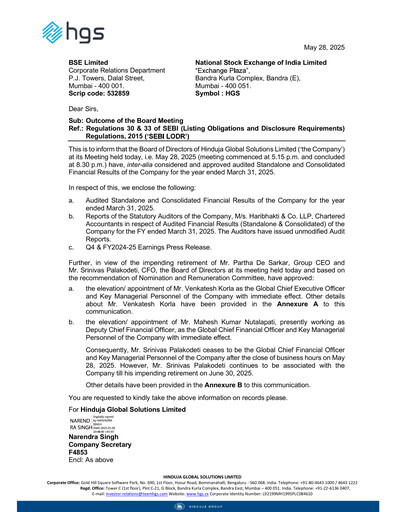 Thumbnail Hinduja Global Solutions Financial Statement 2024-2025