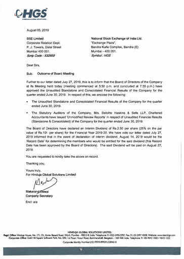 Thumbnail Hinduja Global Solutions Quarterly Report 2019-q1