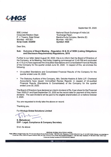Thumbnail Hinduja Global Solutions Quarterly Report 2020-q1