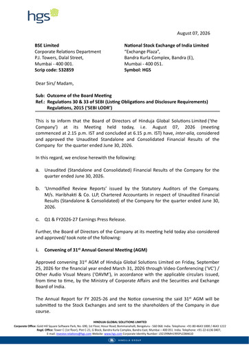 Thumbnail Hinduja Global Solutions Quarterly Report 2026-q1