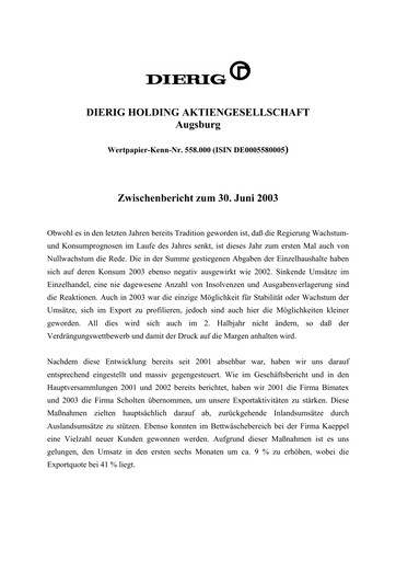 Vorschaubild Dierig Holding AG Halbjahresbericht 2003-h1