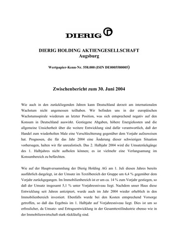 Vorschaubild Dierig Holding AG Halbjahresbericht 2004-h1