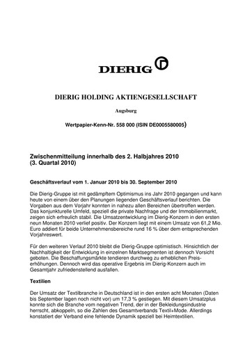 Thumbnail Dierig Holding AG Quarterly Report 2010-q3