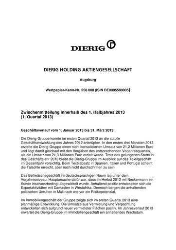 Thumbnail Dierig Holding AG Quarterly Report 2013-q1